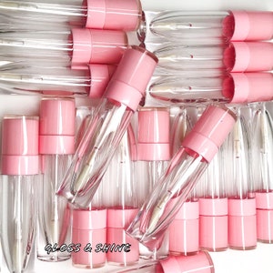 10 PACK 6ML Baby Pink Lip Gloss Tubes Empty Wholesale with Applicator Wand - Bulk Lipgloss Supplies Wholesale