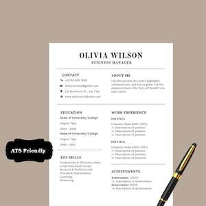 Modèle de CV moderne et audacieux pour Canva (téléchargement instantané)