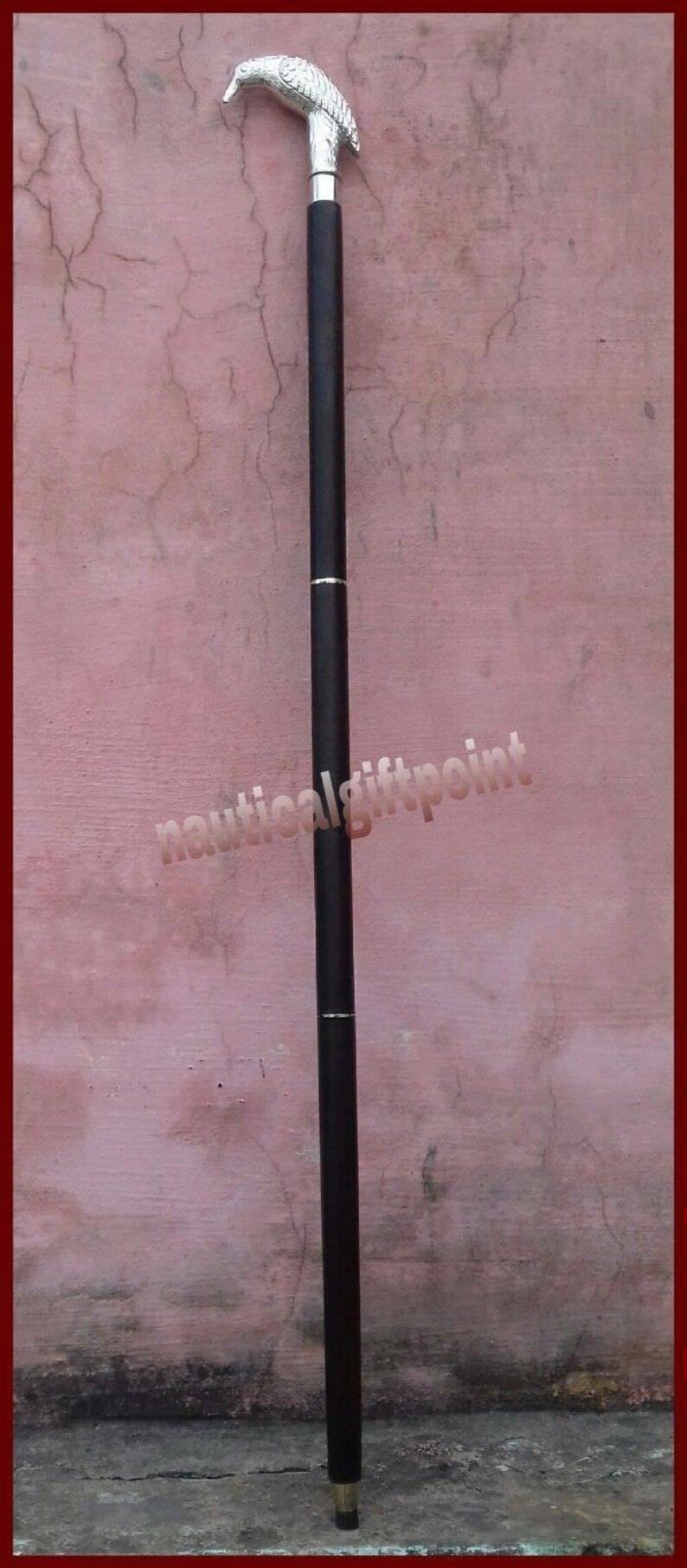 Handle Harvey Canes Crow Brass Head Black Cane Wooden Walking Etsy