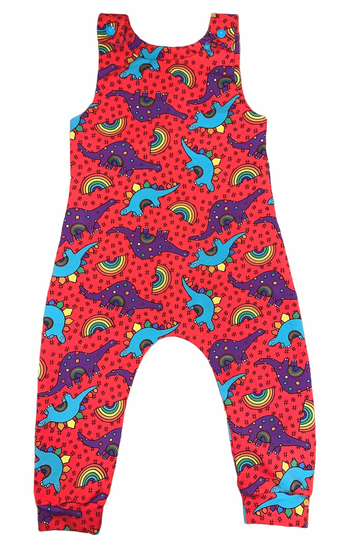 Rainbow dinosaur dungarees / overalls age 1218m Etsy