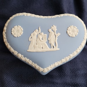 Wedgwood Jasperware Cream on Blue/Lavender Heart-shaped Trinket Box