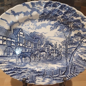 Myott Staffordshire Royal Mail (Blue) 12&quot; Oval Serving Platter