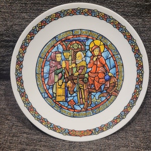 D&#39;Arceau Limoges Noel Vitrail 1977 No Room at the Inn Plate