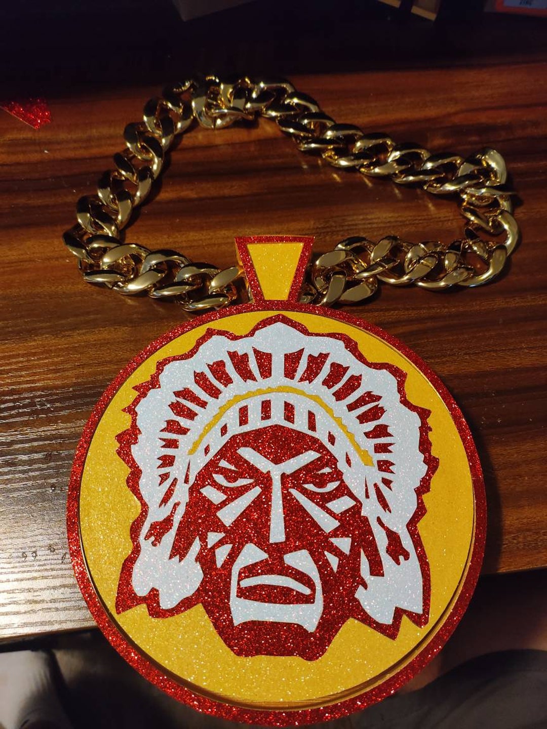 Indian Chief Swag Spinner Chain Logo Miami Cuban Link Swag Bling Turnover Padres Chiefs Etsy