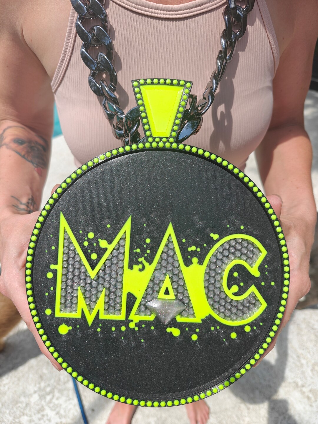 Custom Swag Spinner Chain Logo Miami Cuban Link Swag Bling Turnover Padres Etsy