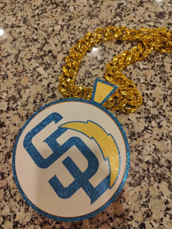 Chargers Swag Spinner Chain Logo Miami Cuban Link Swag Bling 
