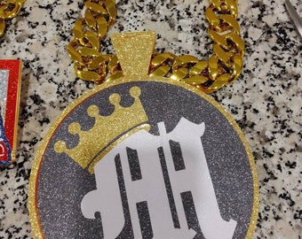 Custom swag spinner chain logo Miami Cuban link swag bling turnover padres