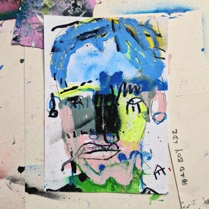 Disegno su carta "BAD BOY 17". Dimensioni 21x29,7 cm. Ritratto originale, moderno ed espressivo di un uomo. Firmato Reshka.
