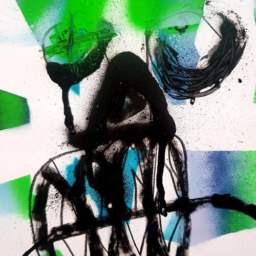VANDALALA 11. Graffiti style. Spray art. Expressive image on paper. Abstract face. Street art. Dimensions 21x29,7cm. shops Signed RESHKA.