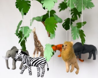 Safari mobile, Jungle mobile, Safari nursery room, Baby crib mobile, Wild animals mobile, Nature mobile, Savannah mobile, Wild nursery, Felt