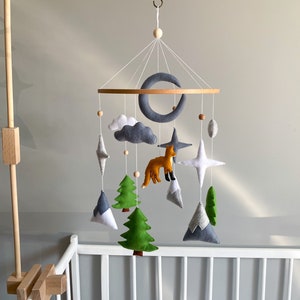 Fox baby mobile, Nature mobile for crib, Woodland mobile baby, Forest mobile boy, Baby wood nursery, Mobile baby, Neutral mobile baby