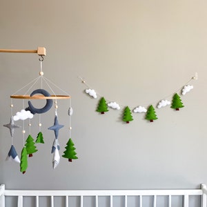 Felt garland for woodland nursery, Woodland garland, Forest nursery garland, Greenery garland for nursery, Woodland nursery theme garland