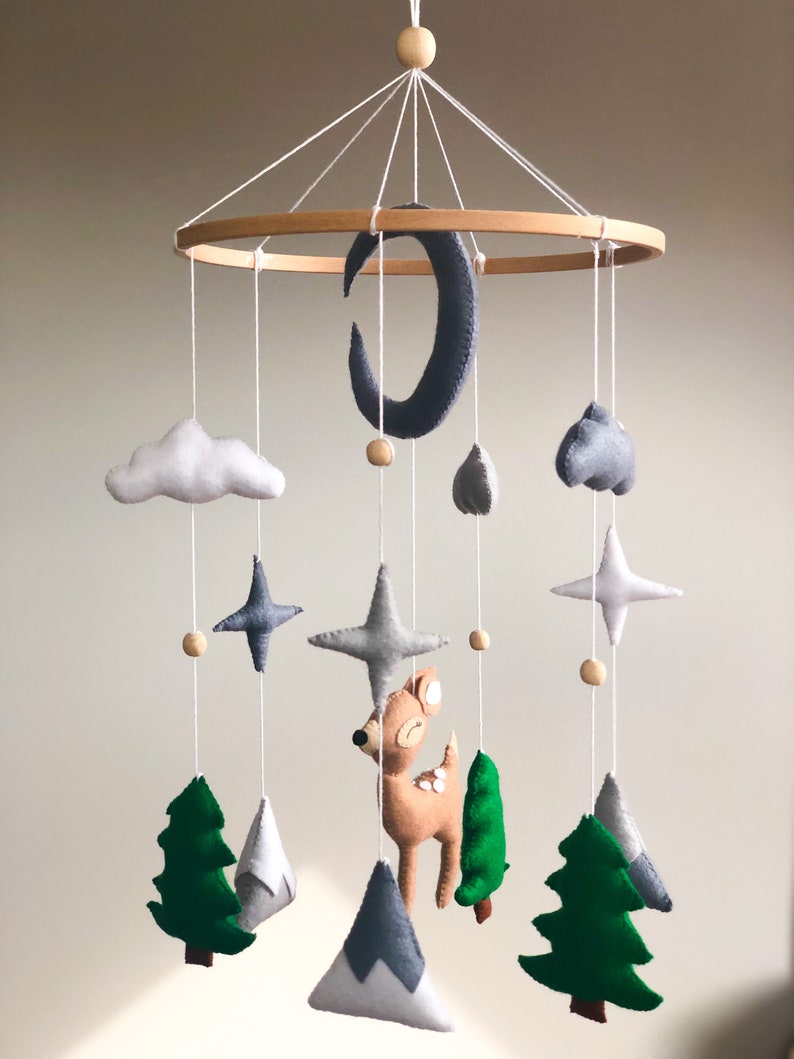 Deer mobile Nature nursery mobile Baby boy nursery decor Etsy