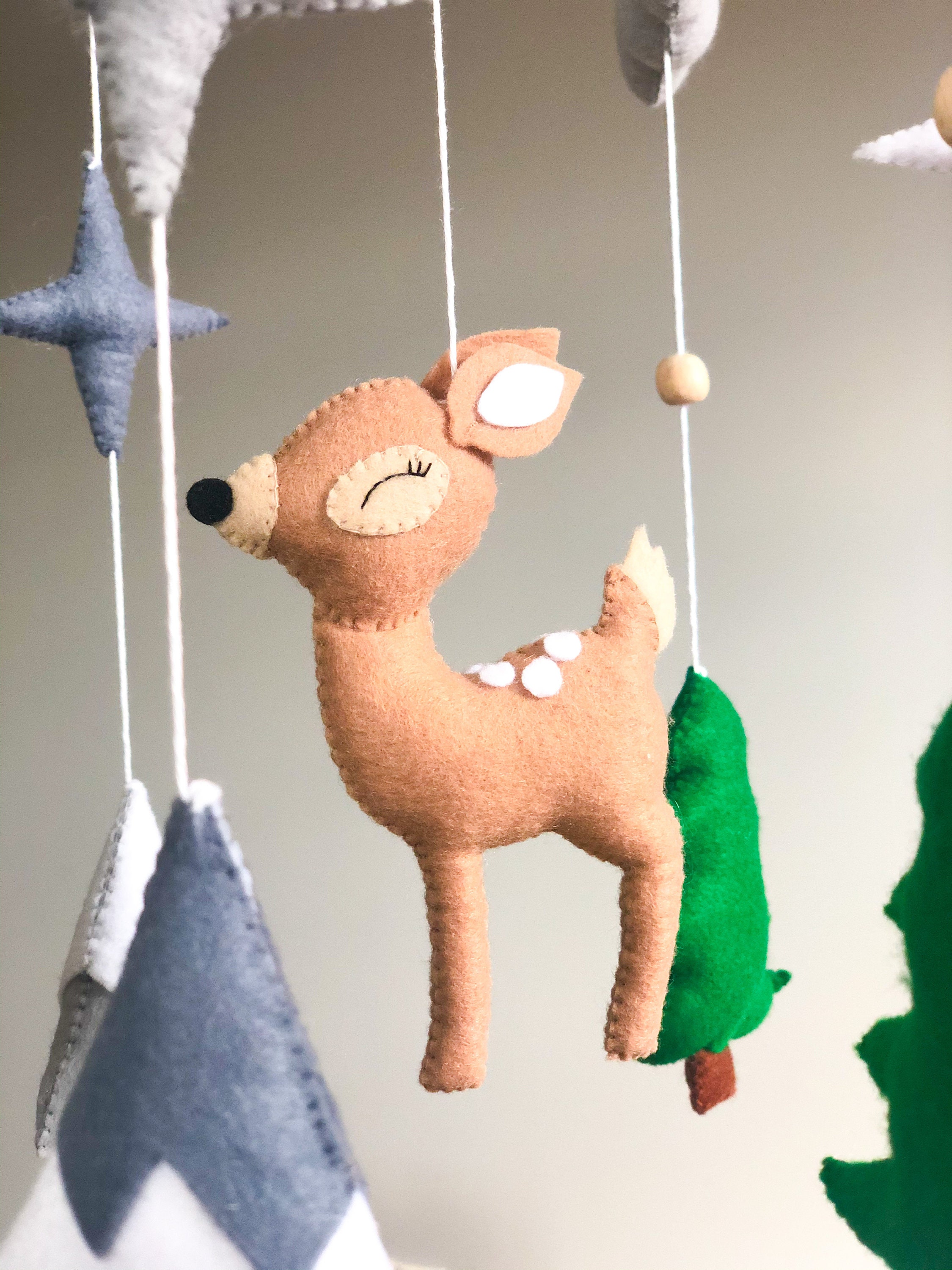 Deer mobile Nature nursery mobile Baby boy nursery decor Etsy