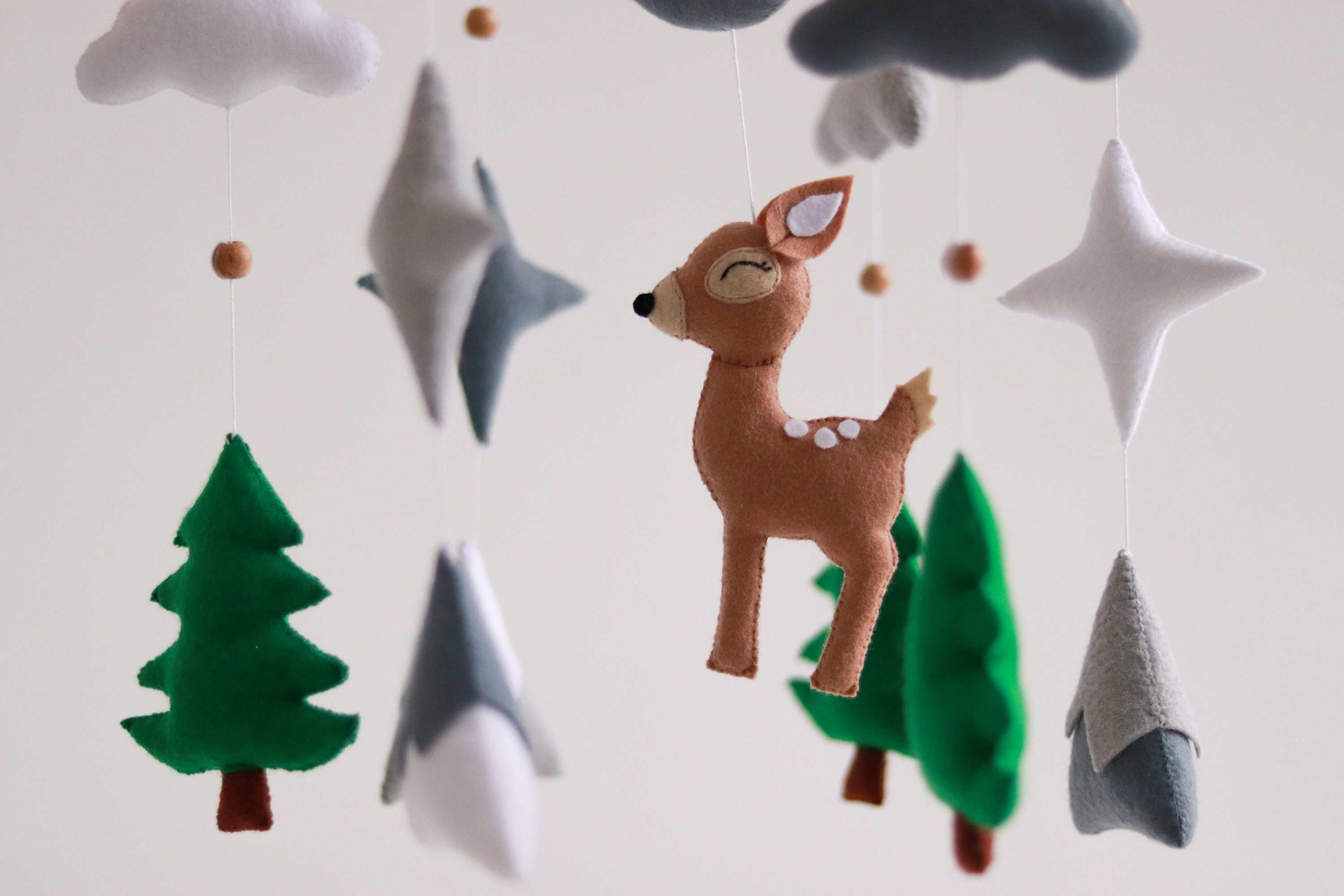 Deer mobile Nature nursery mobile Baby boy nursery decor Etsy