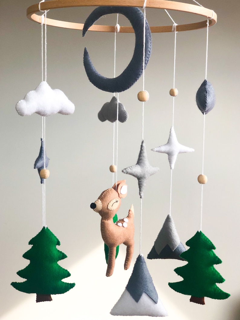 Deer Mobile Nature Nursery Mobile Baby Boy Nursery Decor Etsy