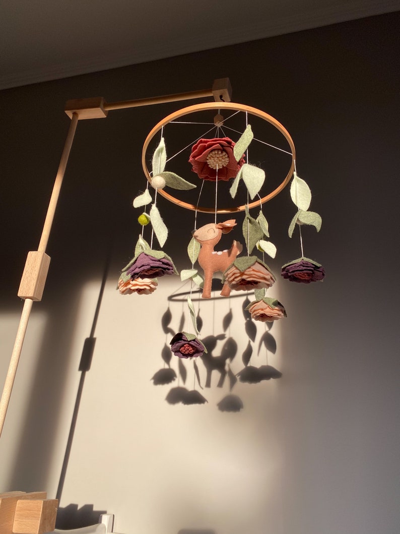 Floral Baby Mobile Deer Nursery Mobile Baby Girl Flowers Etsy