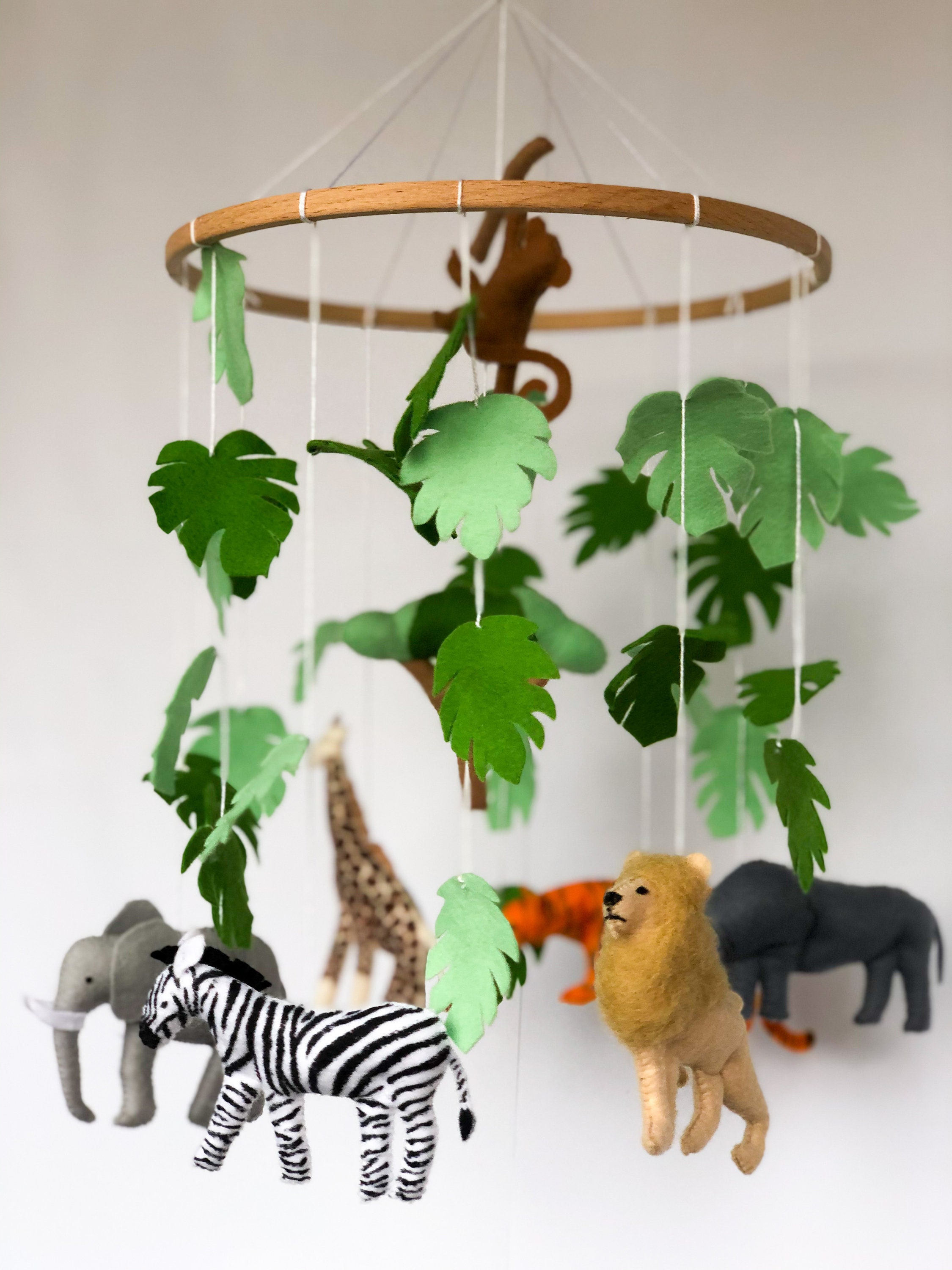 Safari mobile Jungle mobile Safari nursery room Baby crib Etsy