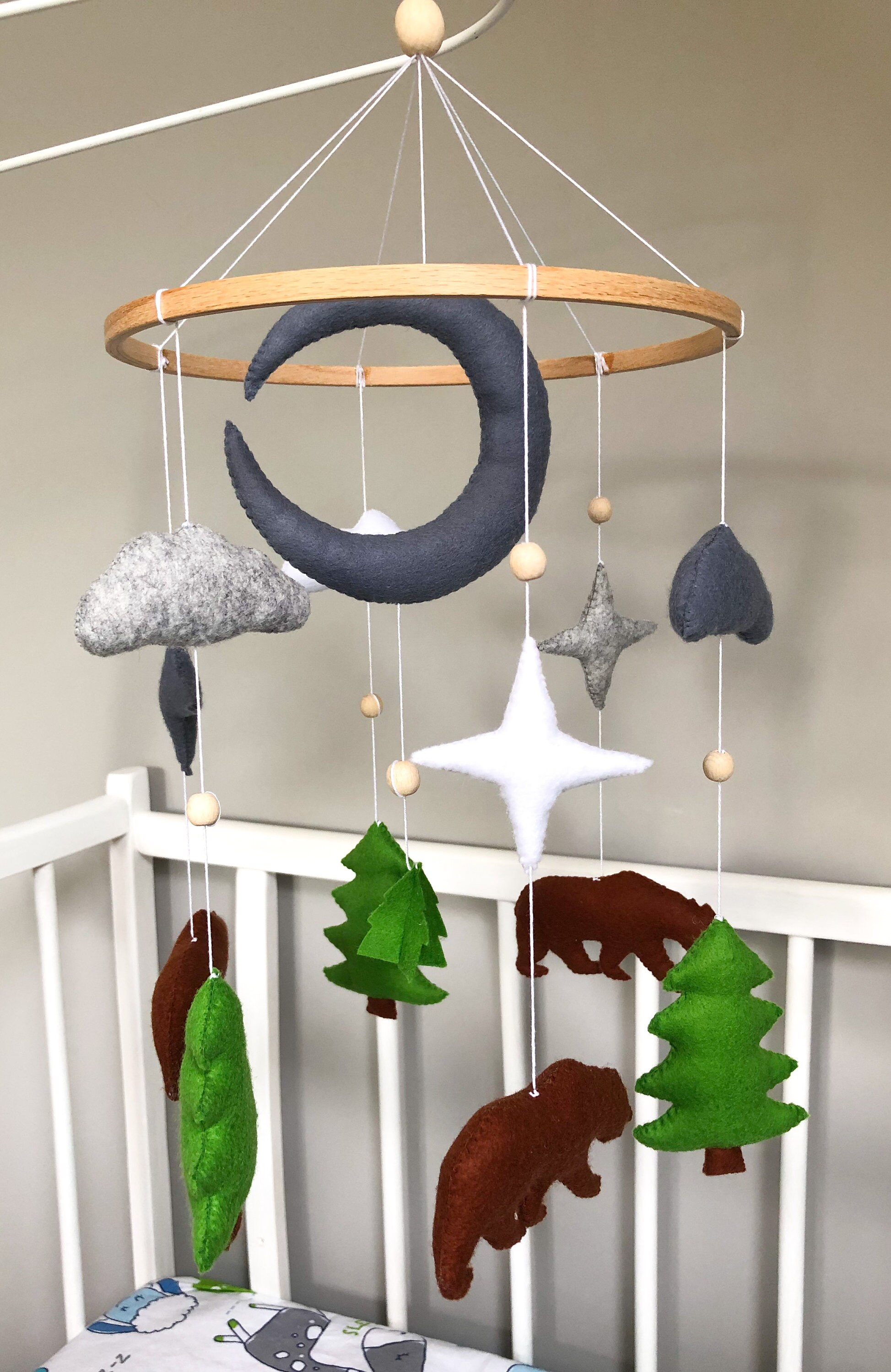 Felt Baby Mobile, Nature Mobile, Forest Mobile, Woodland Mobile, California  Grizzly, Baby Crib Mobile, Grizzly Bear Mobile, Baby Boy Nursery 