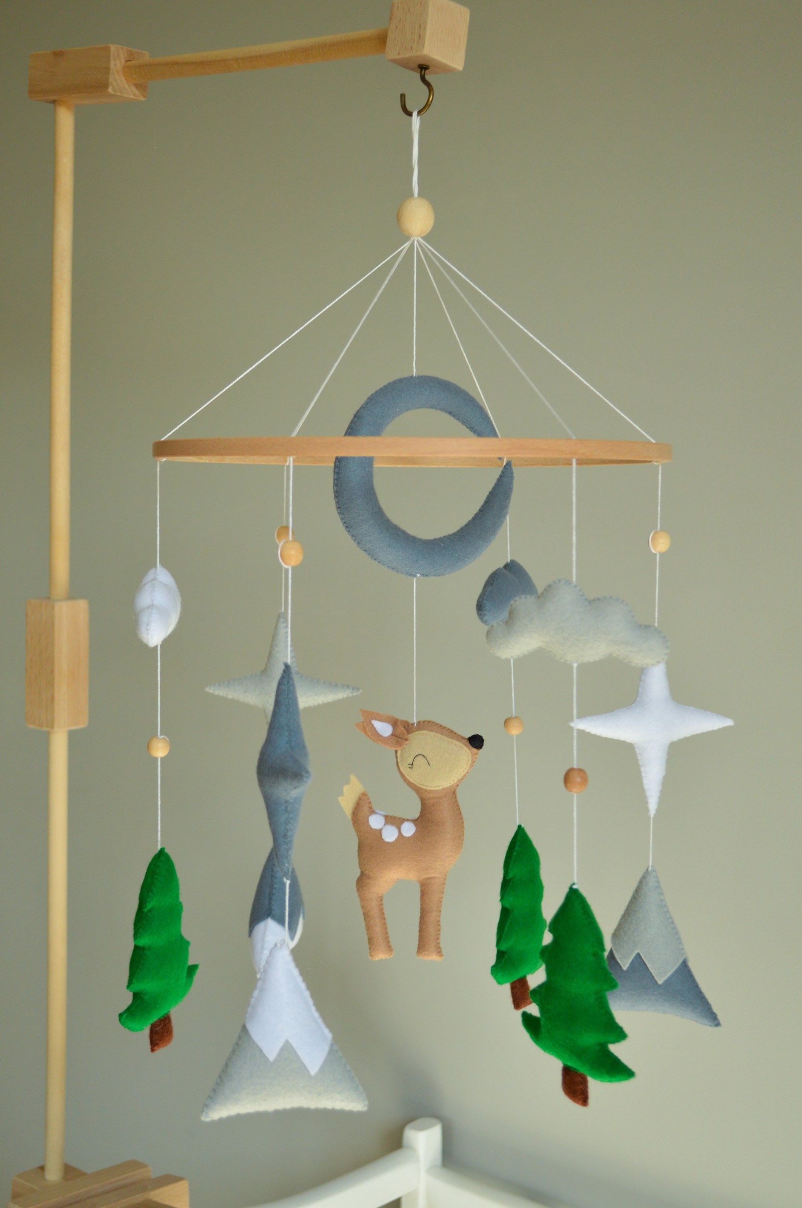 Deer Crib Mobile, Nature Mobile, Baby Animals Mobile, Woodland Nursery