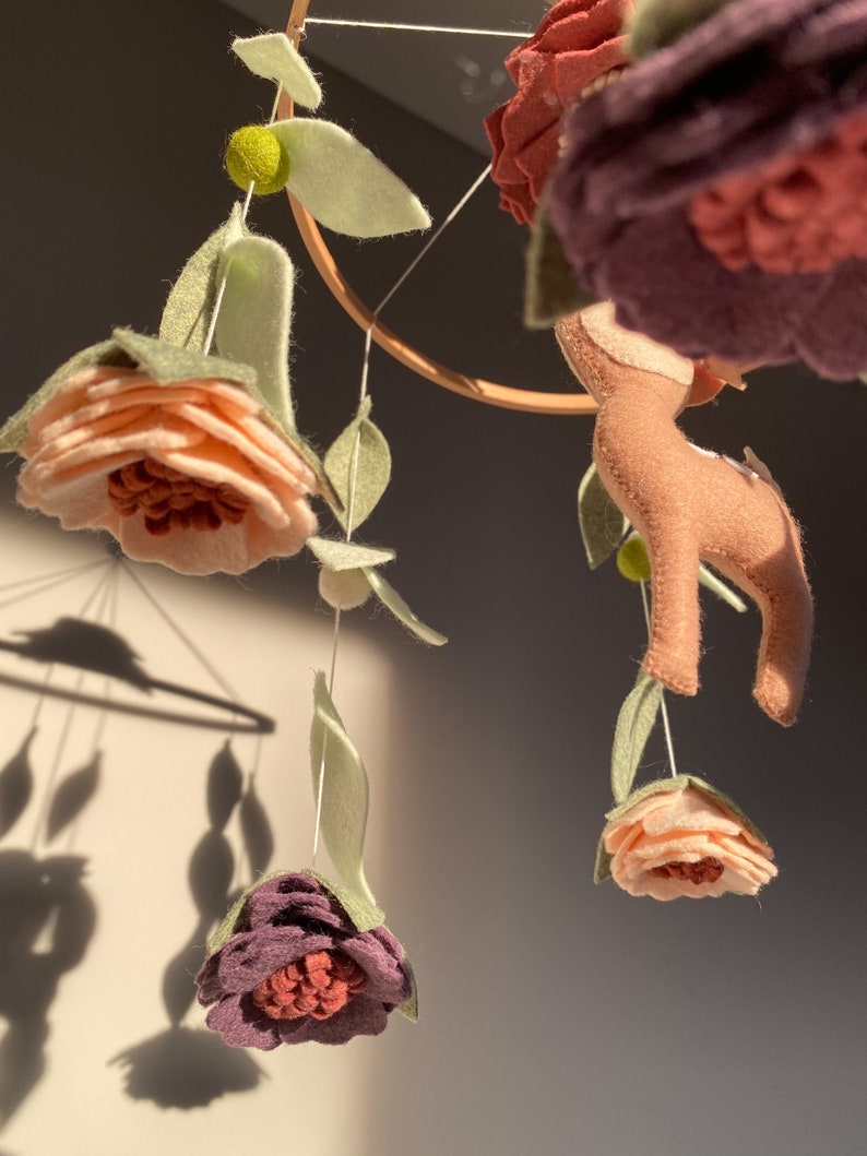 Floral Baby Mobile Deer Nursery Mobile Baby Girl Flowers Etsy