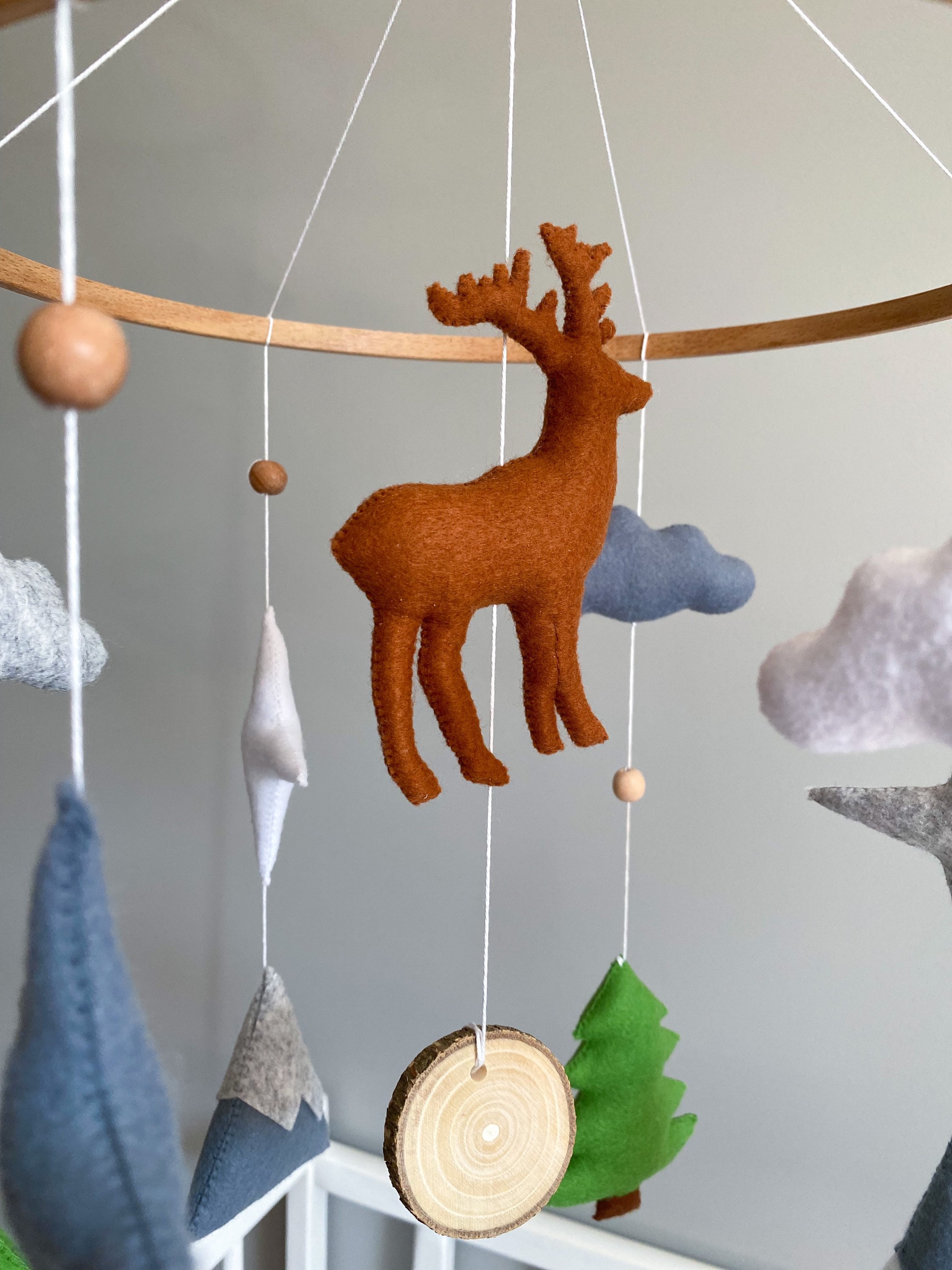 Moose mobile Nature baby mobile Woodland mobile Elk mobile Etsy