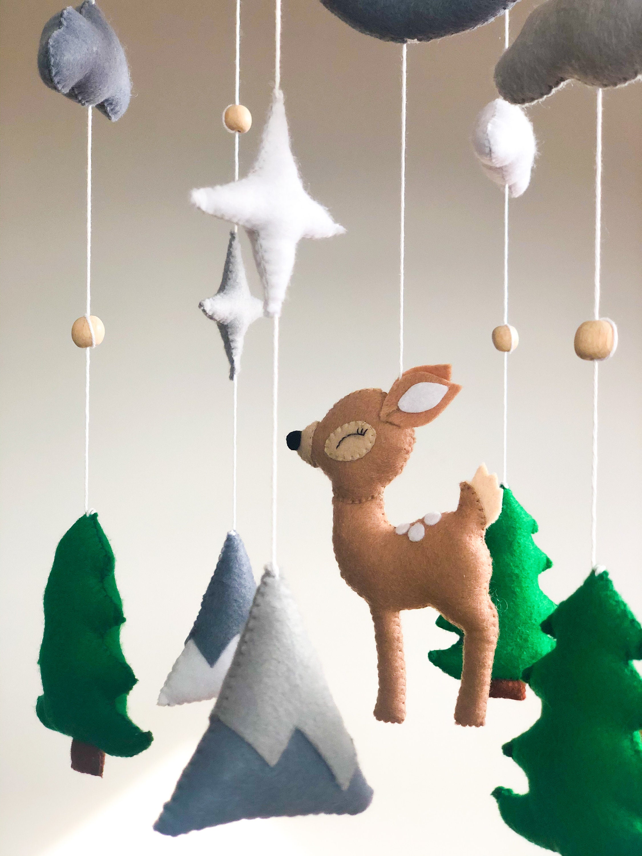 Deer mobile Nature nursery mobile Baby boy nursery decor Etsy