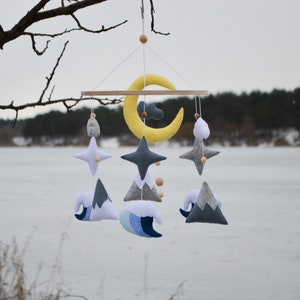 Nursery mobile, Hanging mobile, Nature mobile, Nautical mobile, Mountains mobile, Crib decor, Ocean waves, Mother’s Day gift, Sea mobile