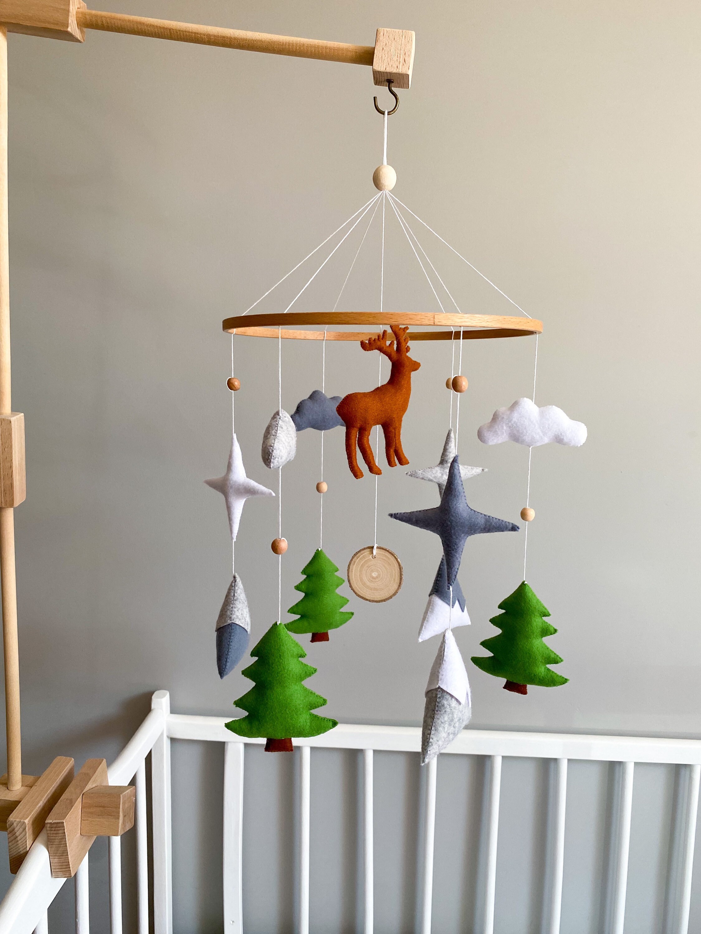 Moose mobile Nature baby mobile Woodland mobile Elk mobile Etsy
