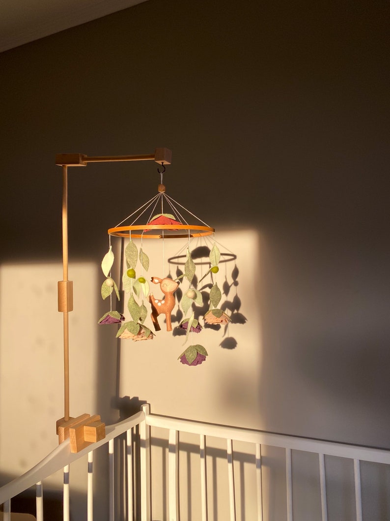 Floral Baby Mobile Deer Nursery Mobile Baby Girl Flowers Etsy