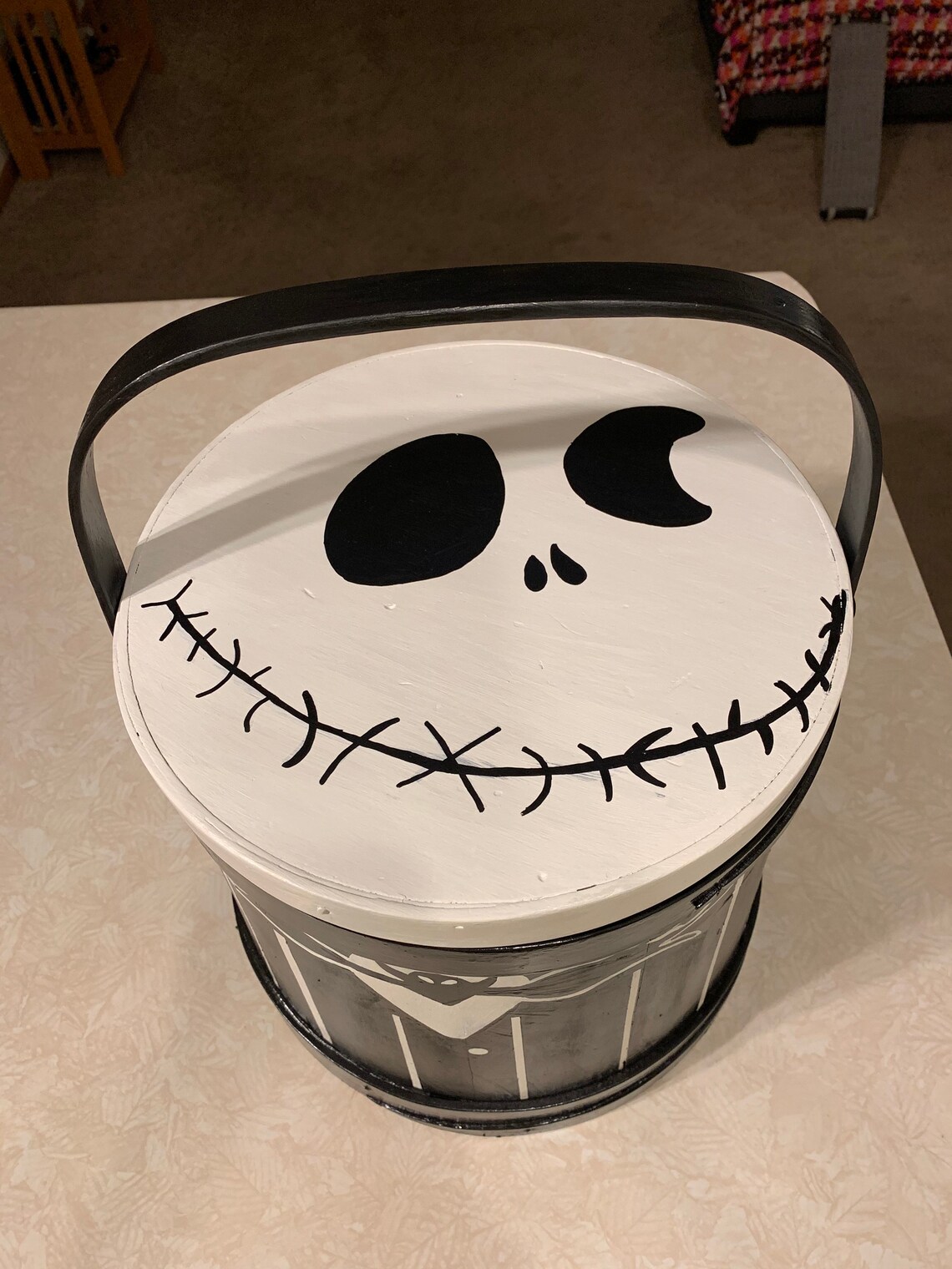 Jack Skellington wooden bucket. Etsy