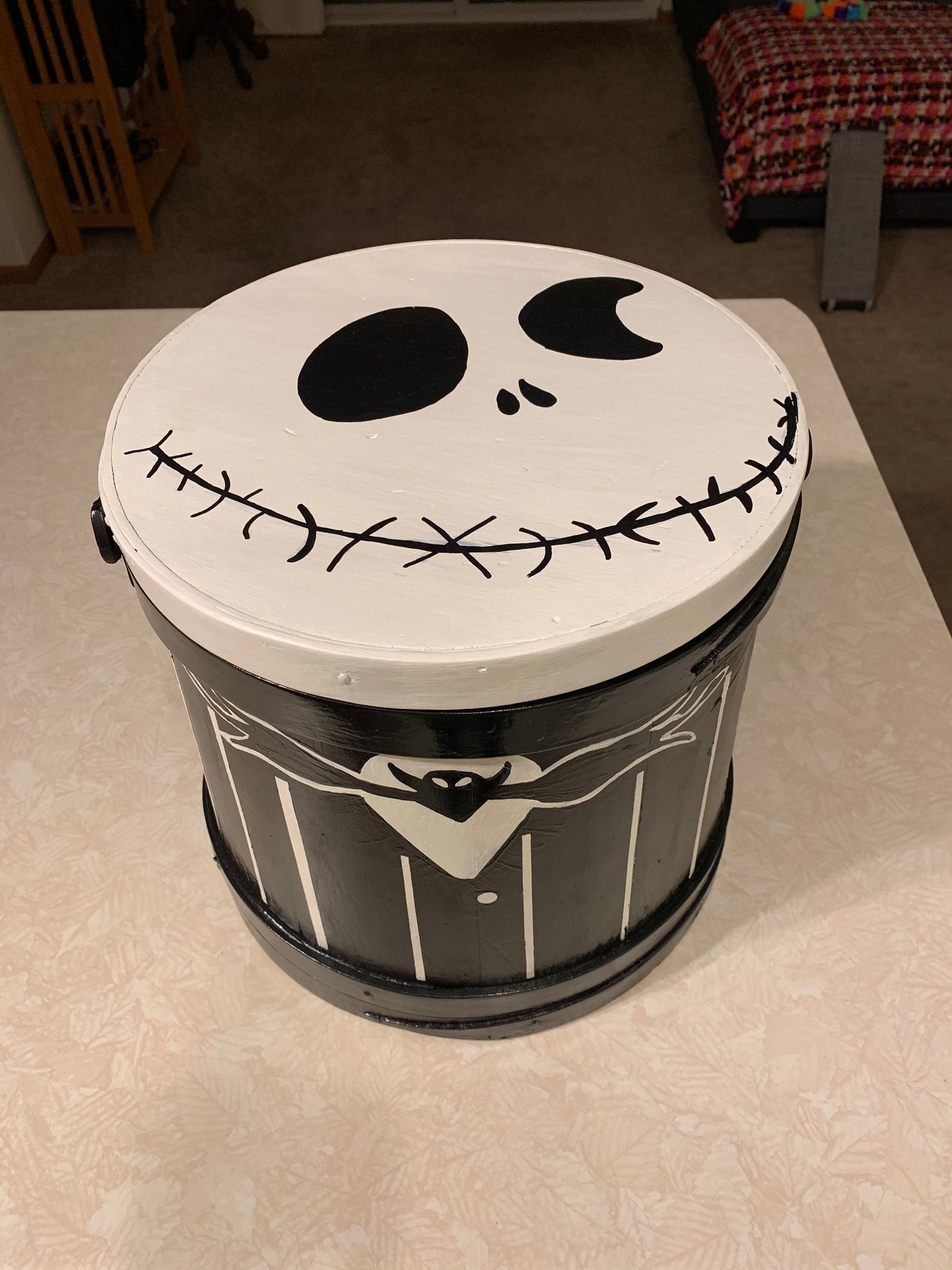 Jack Skellington wooden bucket. Etsy