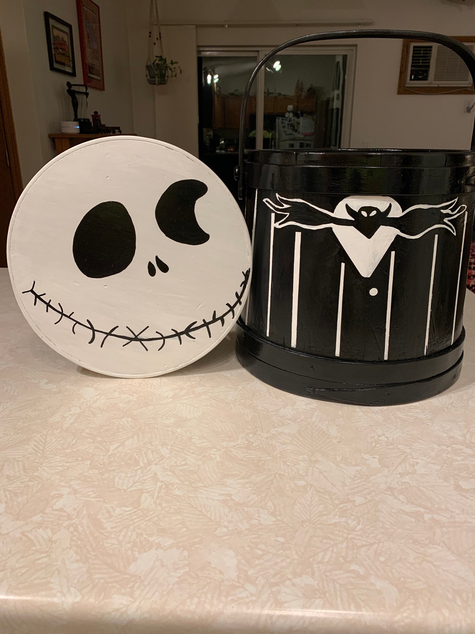 Jack Skellington wooden bucket. Etsy
