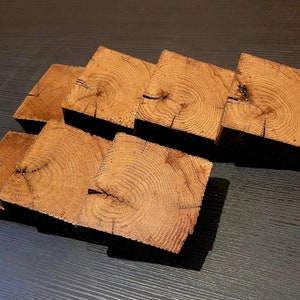 Set of Seven (7) Reclaimed Red Oak Coasters, &quot;Bourbon Oak&quot;, Unique Gift Father&#39;s Day Man Cave