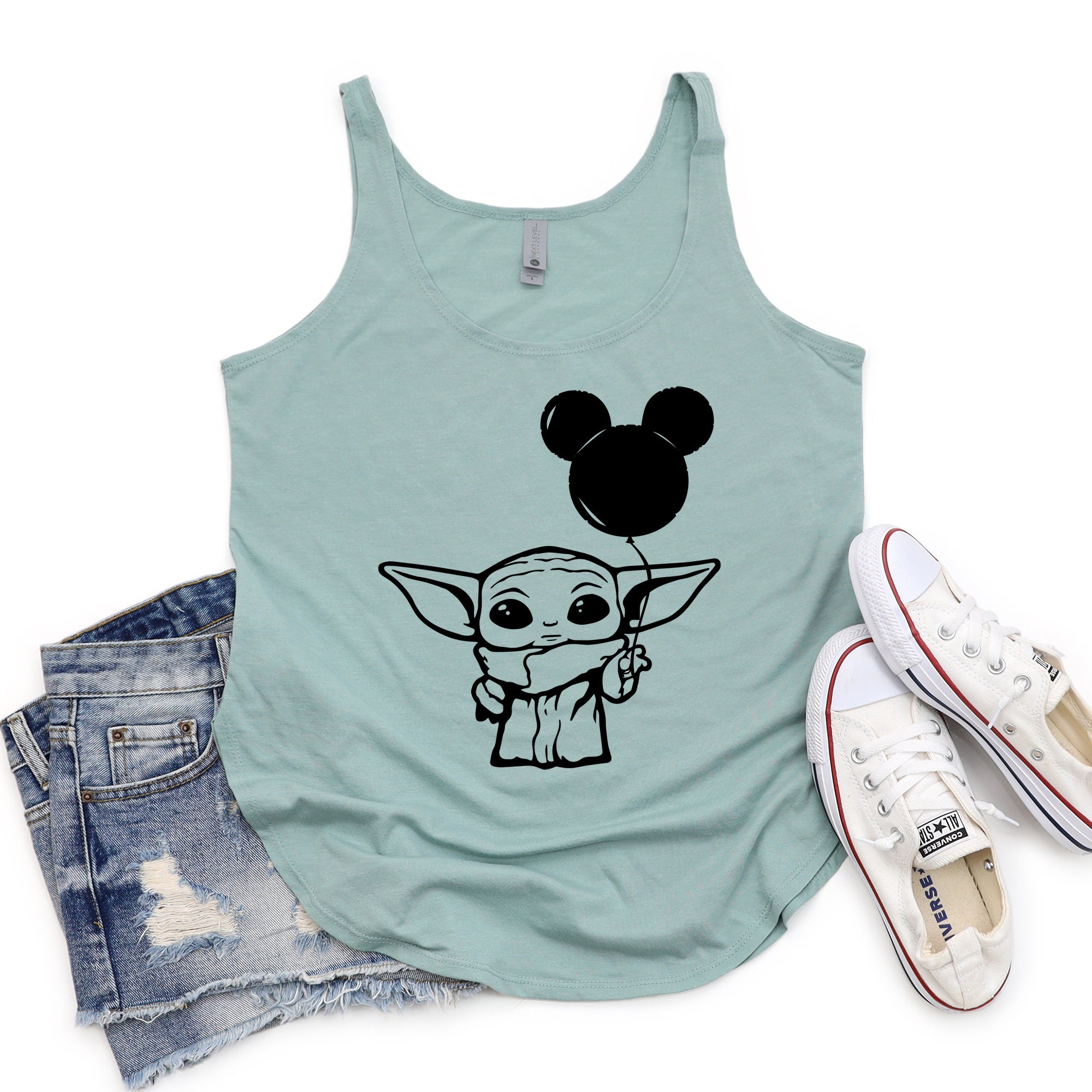 Baby Yoda Tank Top Flowy Womens Racerback Grogu Tank Baby Etsy