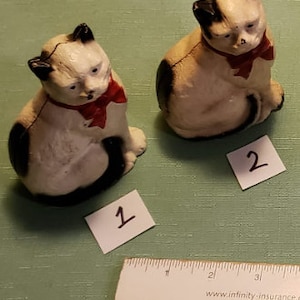 Vintage Cast Iron Bank, White Kitty Cat with red bow tie.  Hubley ? John Wright Bank