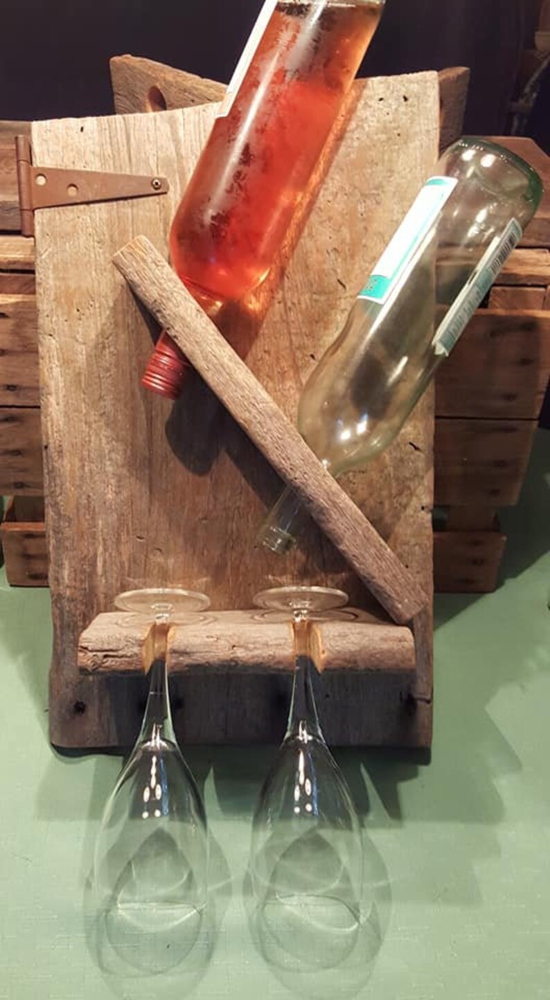 Rustic Wine Rholder Rustic Wine Rack and Wine Glass Holder Made From 100+ Year Old Barnwood ...