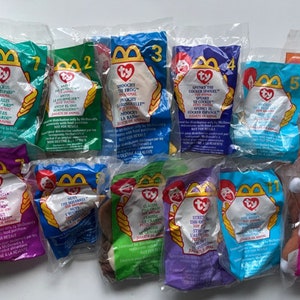Complete set 1999 TY McDonalds Happy Meal Special Edition Teenie Beanie Babies, Toy Animals, Mint Condition, One single No 7 Rooster, Strut