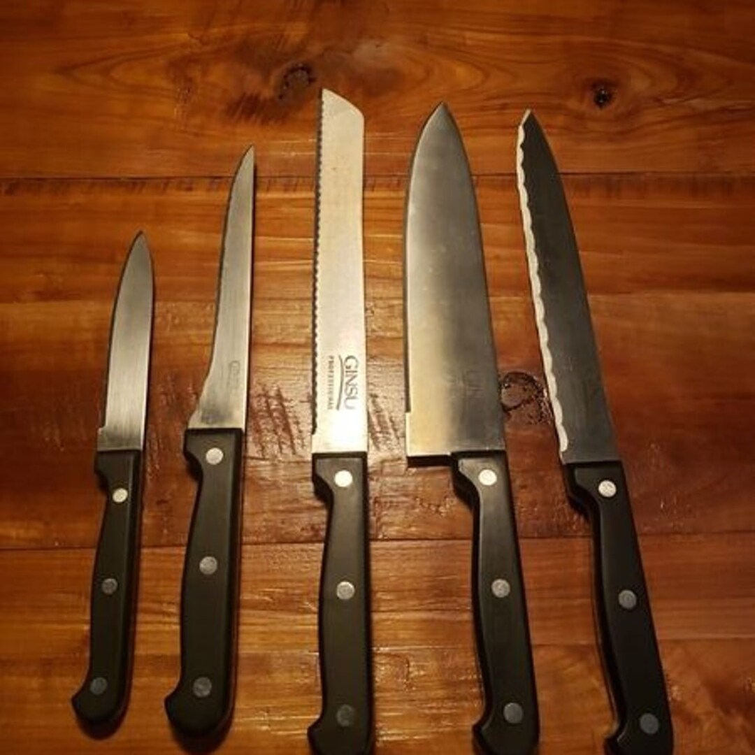 Vintage Kitchen Item, Ginsu Knives and Block, Gently Used Etsy