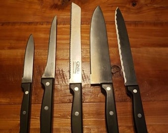 Lot of 4 Genuine Ginsu 2000 Stainless Steel Kitchen Knives **READ