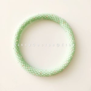 Forget Me Not- Nepal Style Custom-Made Personalized Beaded Crochet Bracelet Bangle