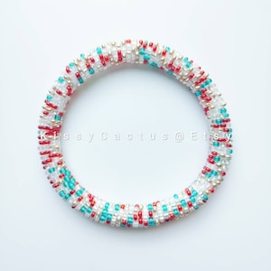 Popcorn/Christmas- Nepal Style Custom-Made Personalized Beaded Crochet Bracelet Bangle