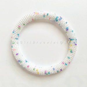 Milky Way/Transparent Unicorn- Nepal Style Custom-Made Personalized Beaded Crochet Bracelet Bangle