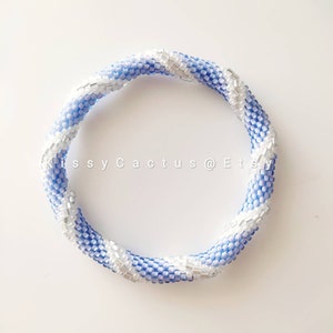 Turnado/Violet- Nepal Style Custom-Made Personalized Beaded Crochet Bracelet Bangle