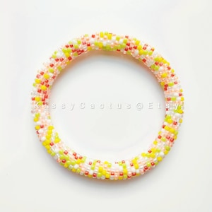Popcorn/Fruity- Nepal Style Custom-Made Personalized Beaded Crochet Bracelet Bangle