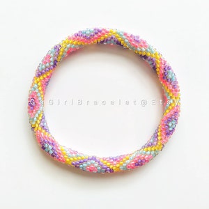 Kaleidoscope/Bubble Gum- Nepal Style Custom-Made Personalized Beaded Crochet Bracelet Bangle