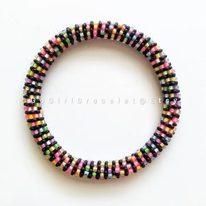 Night Out On The Town- Nepal Style Custom-Made Personalized Beaded Crochet Bracelet Bangle