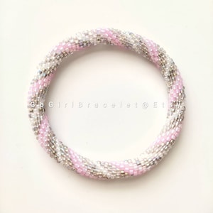 Elegant Pink- Nepal Style Custom-Made Personalized Beaded Crochet Bracelet Bangle