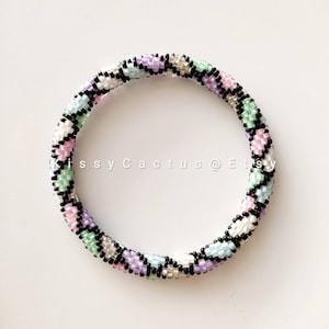 Color Blocks- Nepal Style Custom-Made Personalized Beaded Crochet Bracelet Bangle