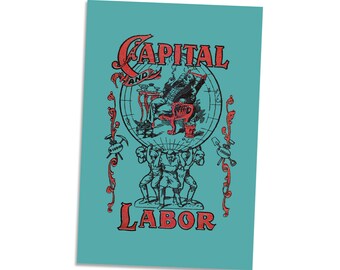 Capital and Labor 4x6" Postcard Edwardian Socialism, Communist, Socialist | Retro Socialism Communism Leftist Antique Book Cover Flat Card